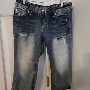 Rock Revival Faded Blue Boyfriend Capri Jeans